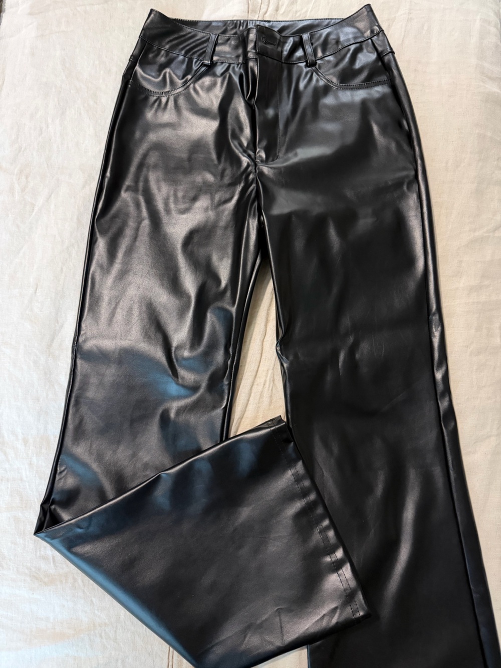 Black Faux Leather Womens Pants